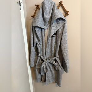 Roots salt and pepper hooded robe unisex pockets S/M cabin core lounge wear